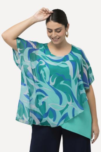 Moda za polnejše Bluza dvoslojna s motivom valova plus velikost, xxl, Ulla Popken in Johann Popken (JP1880)