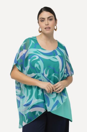 Moda za polnejše Bluza dvoslojna s motivom valova plus velikost, xxl, Ulla Popken in Johann Popken (JP1880)