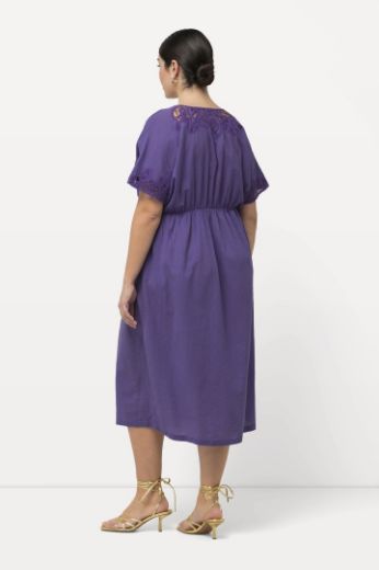 Moda za polnejše Haljina midi kratkih rukava s dodatkom dekorativne čipke plus velikost, xxl, Ulla Popken in Johann Popken (JP1880)