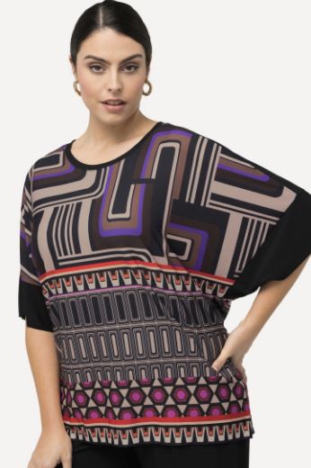 Moda za polnejše Majica kratkih rukava s geometrijskim printom plus velikost, xxl, Ulla Popken in Johann Popken (JP1880)