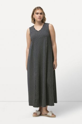 Moda za polnejše Haljina maxi bez rukava s minimalističkim printom plus velikost, xxl, Ulla Popken in Johann Popken (JP1880)