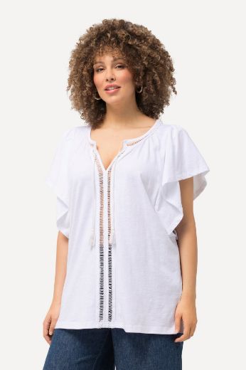 Moda za polnejše Majica s vezanjem na ovratniku plus velikost, xxl, Ulla Popken in Johann Popken (JP1880)