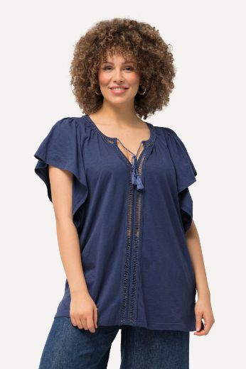 Moda za polnejše Majica s vezanjem na ovratniku plus velikost, xxl, Ulla Popken in Johann Popken (JP1880)