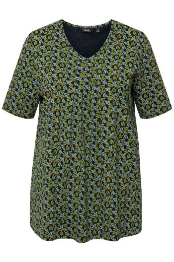 Moda za polnejše Majica kratkih rukava V ovratnika s printom plus velikost, xxl, Ulla Popken in Johann Popken (JP1880)