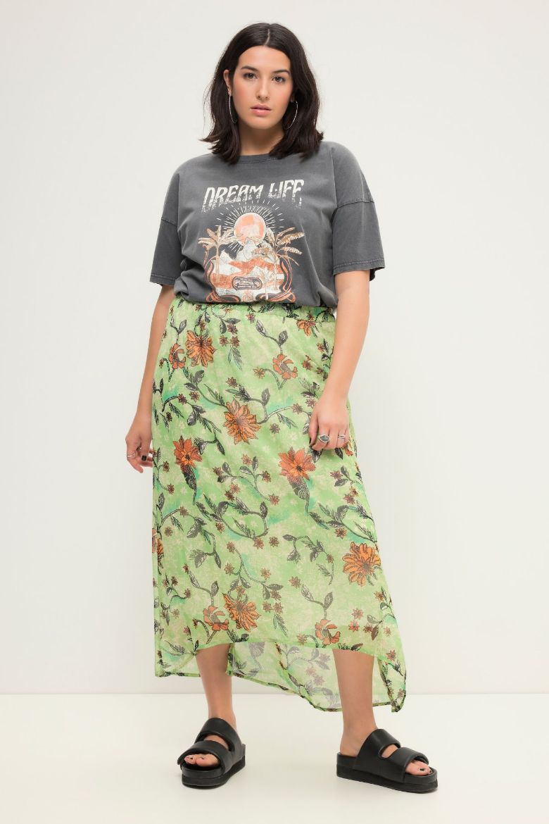 Moda za polnejše Suknja midi cvjetnog printa plus velikost, xxl, Ulla Popken in Johann Popken (JP1880)