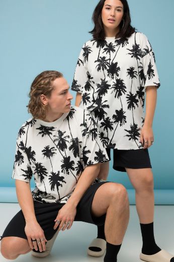 Moda za polnejše Majica kratkih rukava s printom palmi plus velikost, xxl, Ulla Popken in Johann Popken (JP1880)