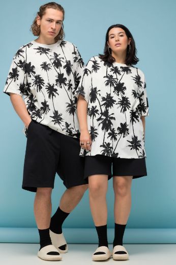 Moda za polnejše Majica kratkih rukava s printom palmi plus velikost, xxl, Ulla Popken in Johann Popken (JP1880)
