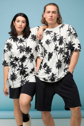 Moda za polnejše Majica kratkih rukava s printom palmi plus velikost, xxl, Ulla Popken in Johann Popken (JP1880)