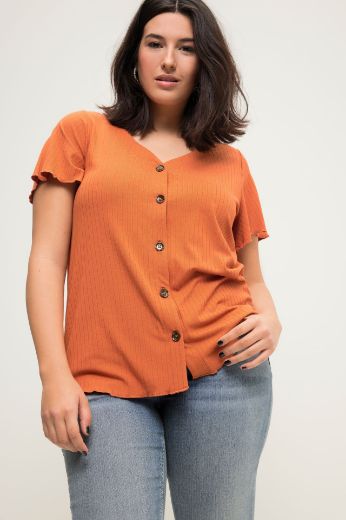Moda za polnejše Majica kratkih rukava na kopčanje plus velikost, xxl, Ulla Popken in Johann Popken (JP1880)
