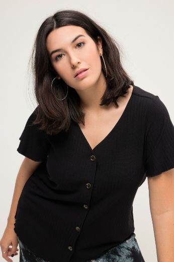 Moda za polnejše Majica kratkih rukava na kopčanje plus velikost, xxl, Ulla Popken in Johann Popken (JP1880)