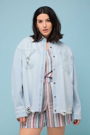 Moda za polnejše Košulja dugih rukava od trapera plus velikost, xxl, Ulla Popken in Johann Popken (JP1880)
