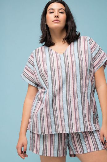 Moda za polnejše Bluza na pruge kratkih rukava plus velikost, xxl, Ulla Popken in Johann Popken (JP1880)