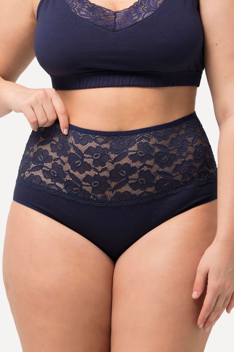 Moda za polnejše Gaćice Maxi srednje visokog struka s čipkom 2 komada plus velikost, xxl, Ulla Popken in Johann Popken (JP1880)