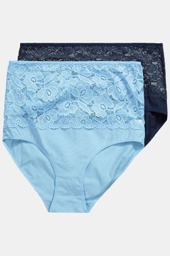 Moda za polnejše Gaćice Maxi srednje visokog struka s čipkom 2 komada plus velikost, xxl, Ulla Popken in Johann Popken (JP1880)