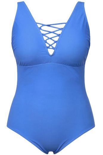 Moda za polnejše Kupaći kostim jednodijelni V izrez plus velikost, xxl, Ulla Popken in Johann Popken (JP1880)