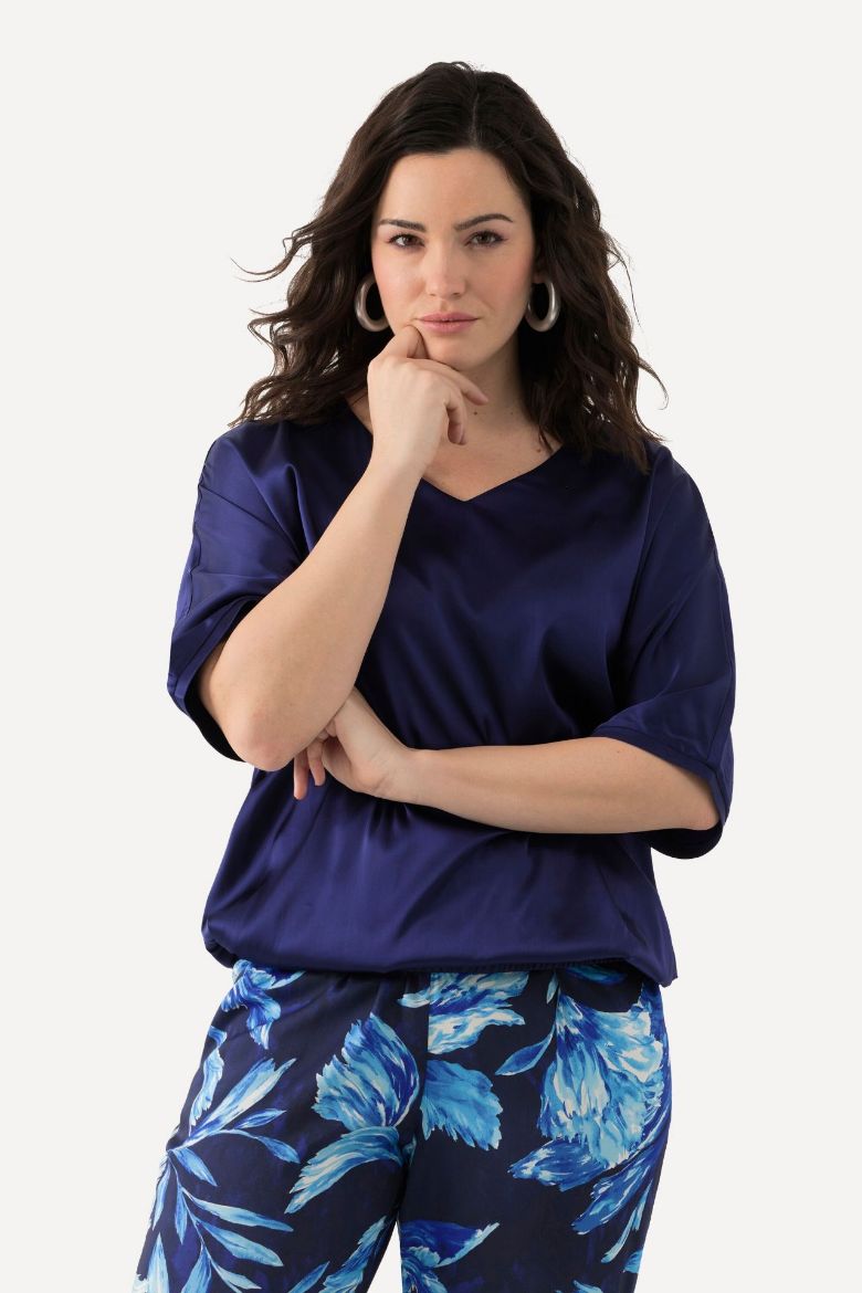 Moda za polnejše Bluza kratkih rukava od satena plus velikost, xxl, Ulla Popken in Johann Popken (JP1880)