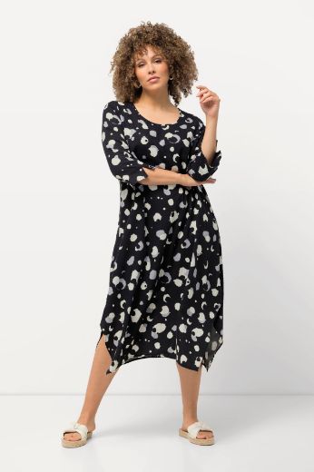 Moda za polnejše Haljina lanena s 3/4 rukavima asimetričnog kroja plus velikost, xxl, Ulla Popken in Johann Popken (JP1880)