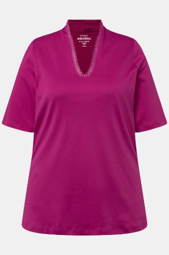 Moda za polnejše Majica s ukrasima na ovratniku kratki rukavi plus velikost, xxl, Ulla Popken in Johann Popken (JP1880)