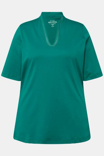 Moda za polnejše Majica s ukrasima na ovratniku kratki rukavi plus velikost, xxl, Ulla Popken in Johann Popken (JP1880)