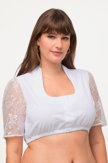 Moda za polnejše Bluza kratkih rukava s dodatkom čipke plus velikost, xxl, Ulla Popken in Johann Popken (JP1880)
