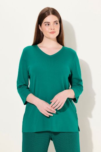 Moda za polnejše Majica V ovratnika 3/4 rukava plus velikost, xxl, Ulla Popken in Johann Popken (JP1880)