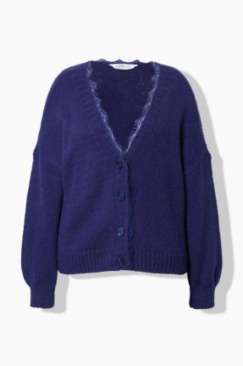 Moda za polnejše Kardigan V izreza dodatkom ukrasne čipke plus velikost, xxl, Ulla Popken in Johann Popken (JP1880)