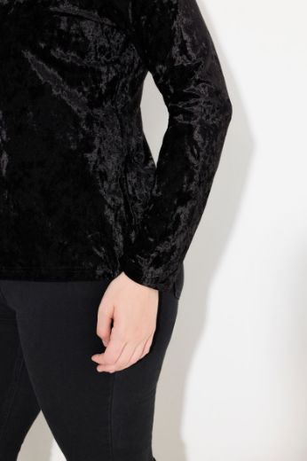 Moda za polnejše Majica elegantna dugih rukava od baršuna plus velikost, xxl, Ulla Popken in Johann Popken (JP1880)
