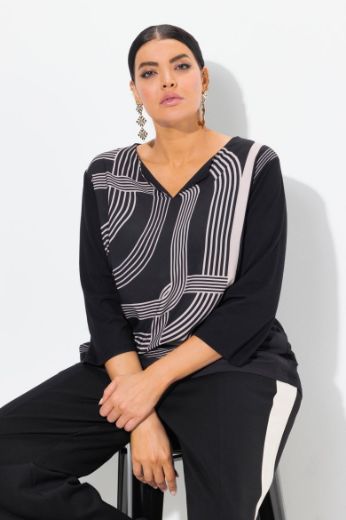 Moda za polnejše Majica 3/4 rukava V ovratnika plus velikost, xxl, Ulla Popken in Johann Popken (JP1880)