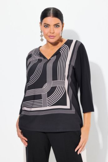 Moda za polnejše Majica 3/4 rukava V ovratnika plus velikost, xxl, Ulla Popken in Johann Popken (JP1880)
