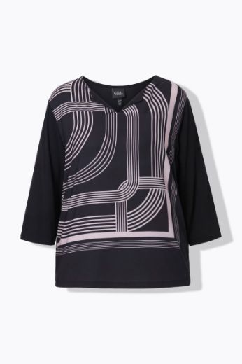 Moda za polnejše Majica 3/4 rukava V ovratnika plus velikost, xxl, Ulla Popken in Johann Popken (JP1880)