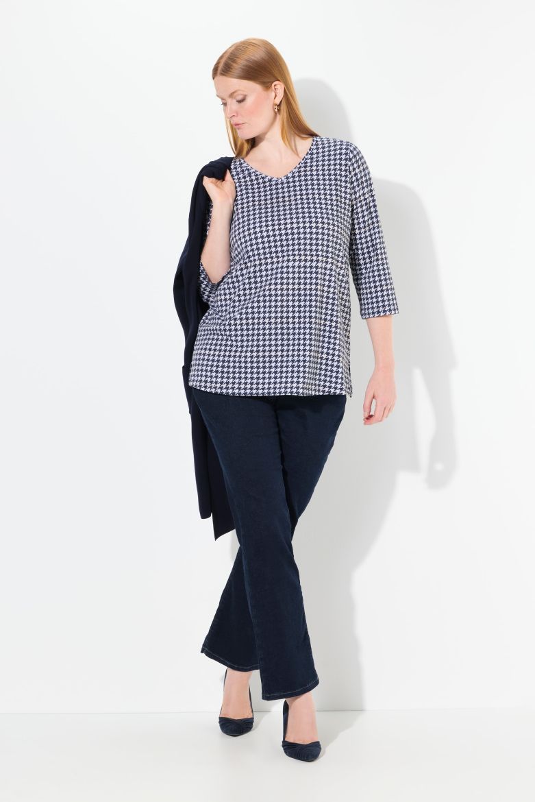 Moda za polnejše Majica 3/4 rukava V ovratnika plus velikost, xxl, Ulla Popken in Johann Popken (JP1880)