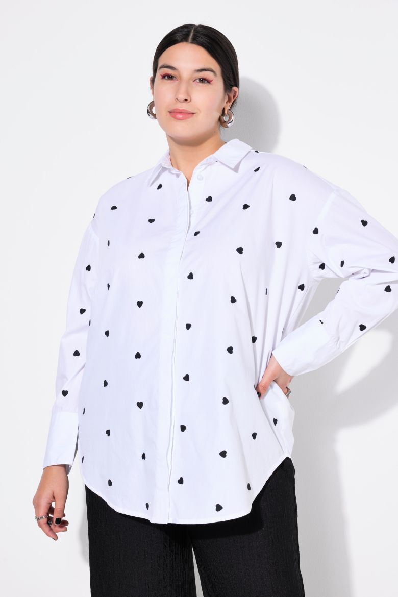 Moda za polnejše Košulja dugih rukava s printom srca plus velikost, xxl, Ulla Popken in Johann Popken (JP1880)