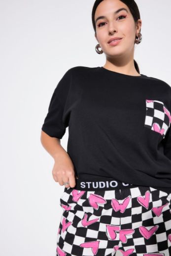 Moda za polnejše Pidžama s printom srca plus velikost, xxl, Ulla Popken in Johann Popken (JP1880)