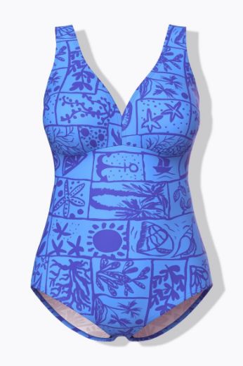 Moda za polnejše Kupaći kostim jednodijelni V ovratnika plus velikost, xxl, Ulla Popken in Johann Popken (JP1880)