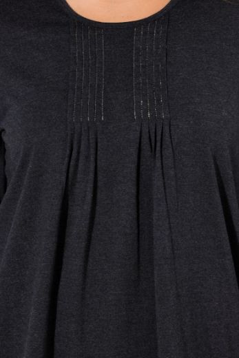 Moda za polnejše Majica dugih rukava s naborima na prednjoj strani A kroja plus velikost, xxl, Ulla Popken in Johann Popken (JP1880)