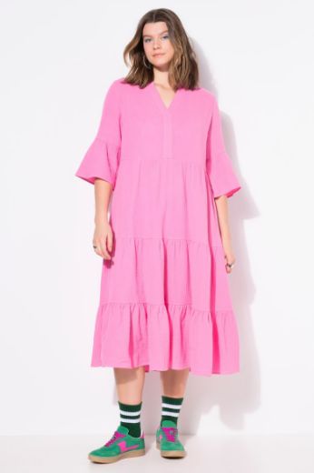Moda za polnejše Haljina 3/4 rukavi A kroja duži model plus velikost, xxl, Ulla Popken in Johann Popken (JP1880)