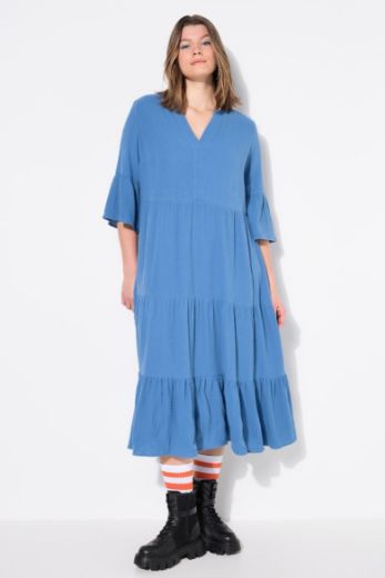 Moda za polnejše Haljina 3/4 rukavi A kroja duži model plus velikost, xxl, Ulla Popken in Johann Popken (JP1880)
