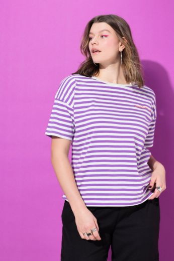 Moda za polnejše Majica kratkih rukava na pruge plus velikost, xxl, Ulla Popken in Johann Popken (JP1880)