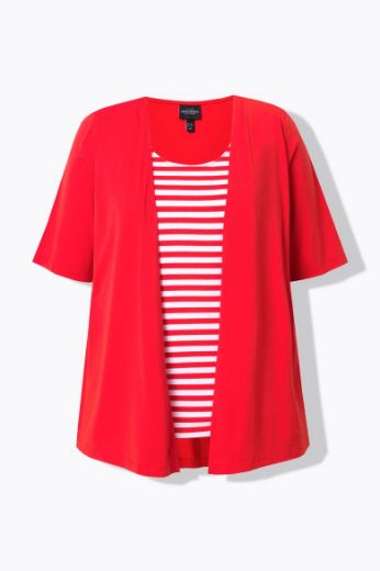 Moda za polnejše Majica 2u1 na pruge plus velikost, xxl, Ulla Popken in Johann Popken (JP1880)