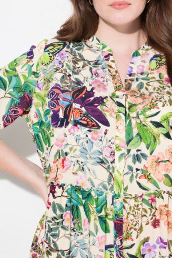 Moda za polnejše Haljina maxi s printom 3/4 rukavi plus velikost, xxl, Ulla Popken in Johann Popken (JP1880)