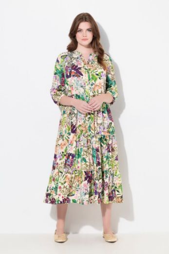 Moda za polnejše Haljina maxi s printom 3/4 rukavi plus velikost, xxl, Ulla Popken in Johann Popken (JP1880)