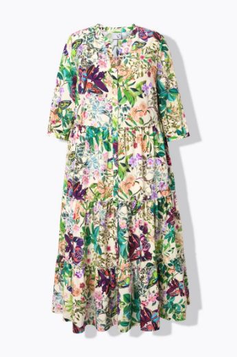 Moda za polnejše Haljina maxi s printom 3/4 rukavi plus velikost, xxl, Ulla Popken in Johann Popken (JP1880)