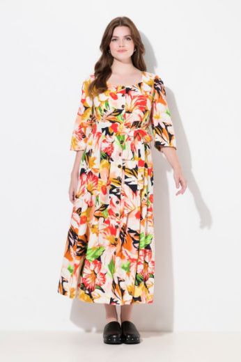 Moda za polnejše Haljina maxi s 3/4 rukavima cvjetnog printa plus velikost, xxl, Ulla Popken in Johann Popken (JP1880)