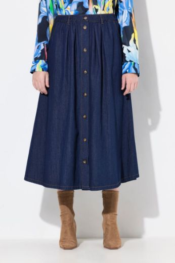 Moda za polnejše Suknja traper duži model na kopčanje plus velikost, xxl, Ulla Popken in Johann Popken (JP1880)