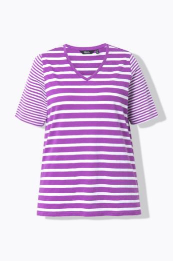 Moda za polnejše Majica V ovratnika s prugama plus velikost, xxl, Ulla Popken in Johann Popken (JP1880)
