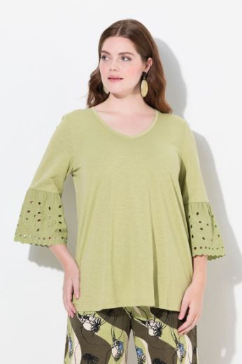 Moda za polnejše Majica s ukrasnim vezom na rukavima plus velikost, xxl, Ulla Popken in Johann Popken (JP1880)