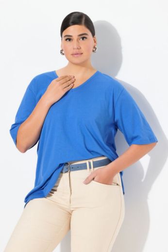 Moda za polnejše Majica V izrez Basic plus velikost, xxl, Ulla Popken in Johann Popken (JP1880)
