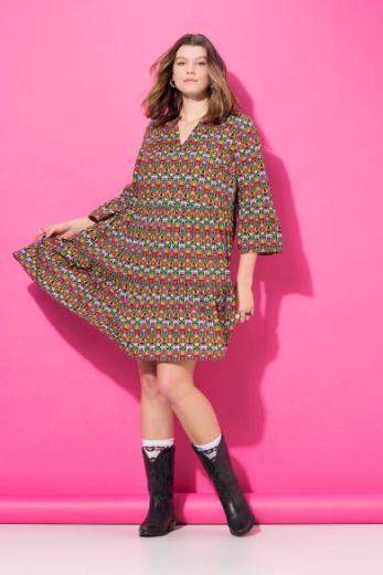 Moda za polnejše Haljina 3/4 rukava na volane plus velikost, xxl, Ulla Popken in Johann Popken (JP1880)