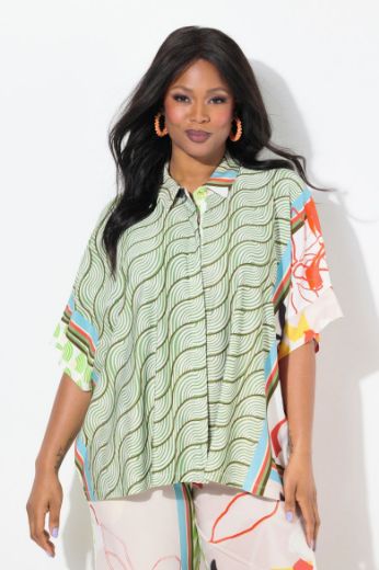 Moda za polnejše Bluza Slinky kratkih rukava plus velikost, xxl, Ulla Popken in Johann Popken (JP1880)