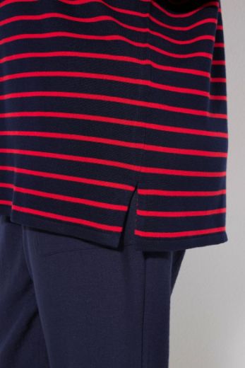 Moda za polnejše Pulover kratkih rukava na pruge plus velikost, xxl, Ulla Popken in Johann Popken (JP1880)